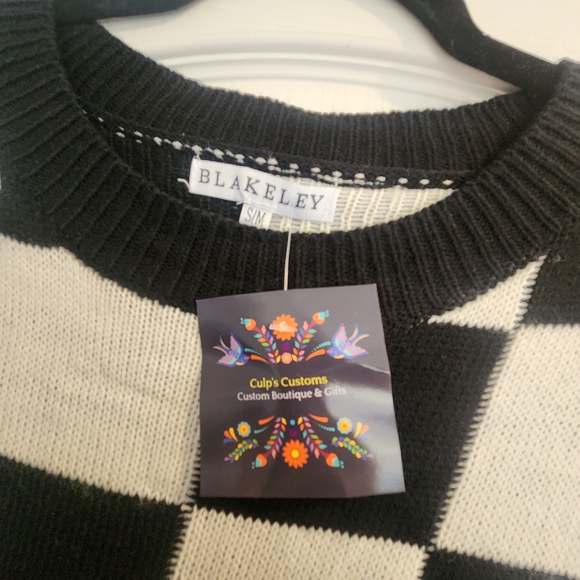 Blakeley Designs Black and White Checkered Sweater Vest Size S/M BNWT - Picture 2 of 4